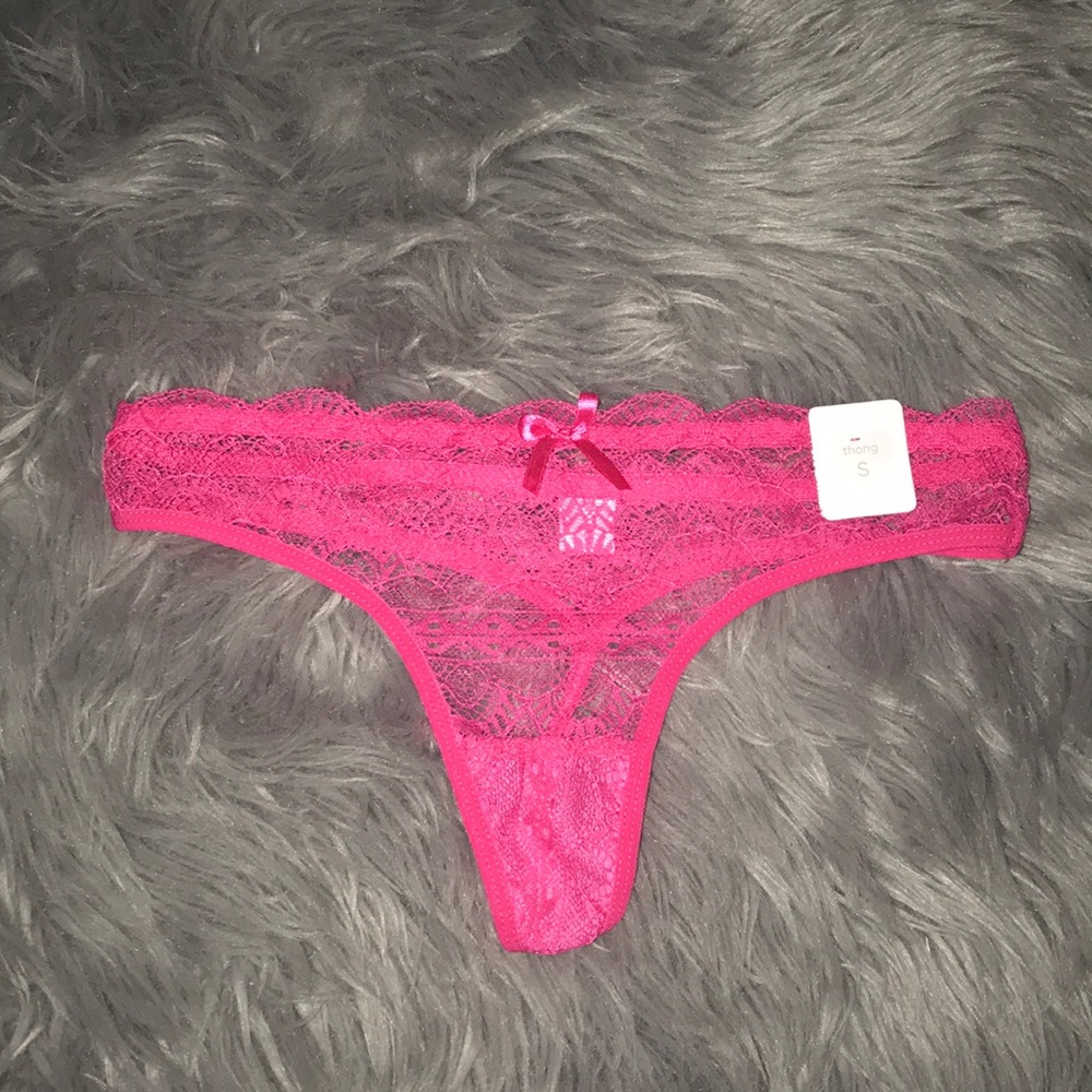 Lacy pink thong